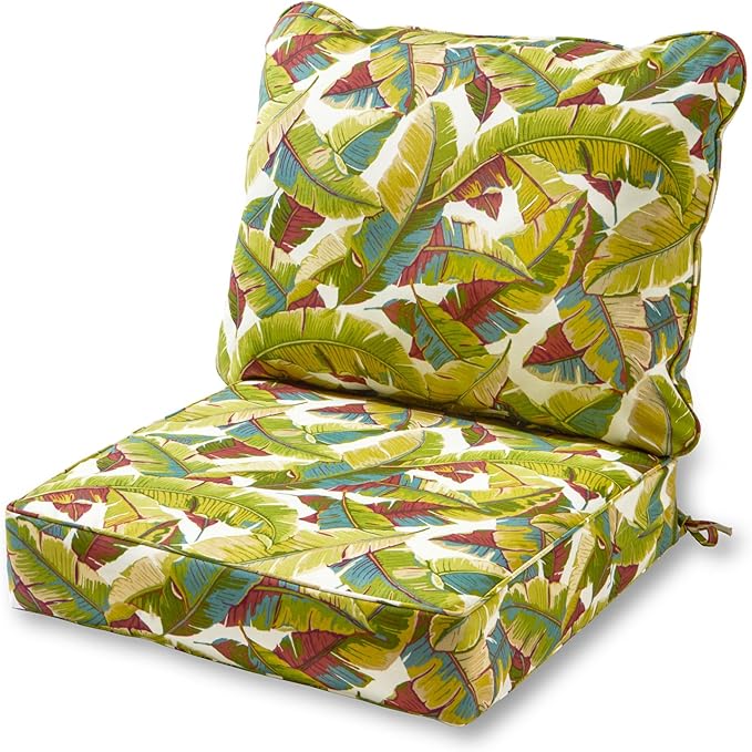 Greendale Home Fashions 2-Piece Outdoor Deep Seat Cushion Set, Tropical Multi