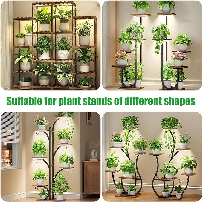LED Plant Growing lamp Strips, Full Spectrum 3500K Grow Light for Indoor Plants with 3/9/12H Timer and 10 Dimmable Levels for Green House Hydroponics Succulent，4 Head 13 Inches