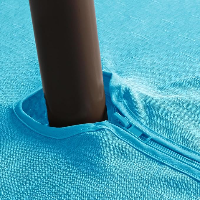 Outdoor Tablecloth Wrinkle-Free Stain Resistant Waterproof Polyester Fabric Table Cover with Zipper Umbrella Hole for Picnic/Party/Dinner/Patio Garden(60inch Round,Zippered,Aqua)