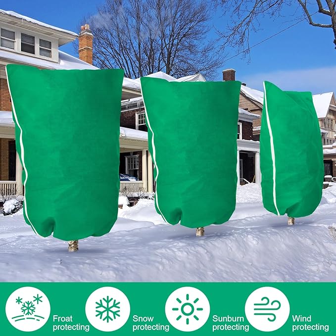 1 Pcs 10 x 10 ft Plant Covers Freeze Protection Extra Large Frost Cloth Plant Covers with Zipper Drawstring Winter Cold Weather Frost Blankets for Outdoor Palm Fruit Tree and Shrubs (Green)