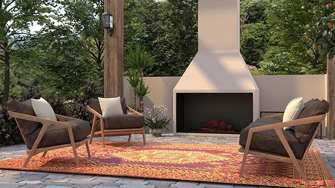 Mad Mats Traditional Outdoor Rug, Reversible Plastic Mat (4' x 6', Oriental Turkish - Rust)