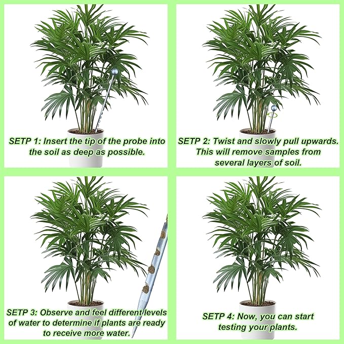 10" Soil Probe for House Plants Stainless Steel Garden Soil Sample Probe No Batteries Required Moisture Meter Soil Probe Rod for Plant Garden Farm Soil Sampling