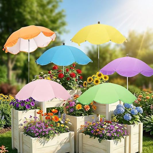 Plant Umbrellas for Outdoor Plants - 26" Large Garden Sun Shade for Plants with Adjustable Angle & Height (Max 43") - Plant Shades for Outdoor Plants, Flowers & Garden Beds - Plant Umbrella Shade for Potted Plants