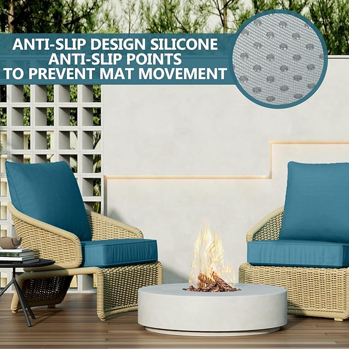 24" x 24" x 6" Outdoor Deep Seat Cushions Set - 6 Set Waterproof & Fade Resistant Patio Furniture Replacement Cushions, Non-Slip Outdoor Cushions Fit Loveseats, Couches, Chairs, and Sofas.