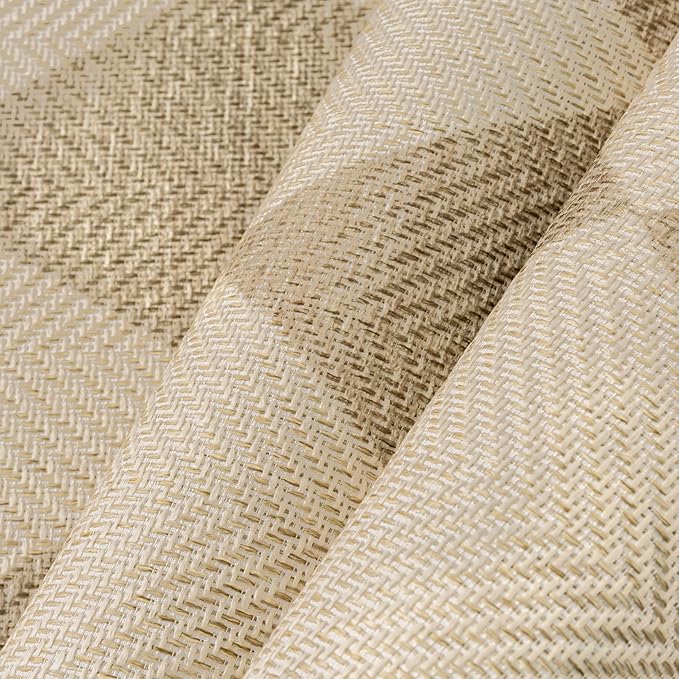 HUGEAR 5x7 Outdoor Rug Brown/Beige Linen-Look Fabric Checkered Area Rug High Traffic Stain Resistant Easy Clean Durable Rugs for Indoor/Outdoor Patio Deck Balcony Porch Garden Courtyard