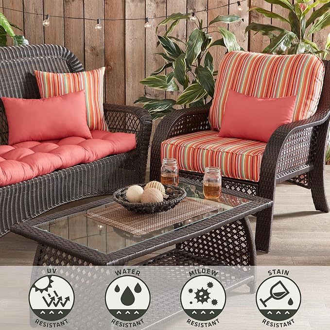 Greendale Home Fashions 2-Piece Outdoor Deep Seat Cushion Set, Watermelon Stripe