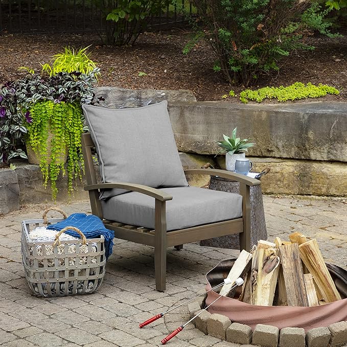 Arden Performance Outdoor Deep Seat Set, 24 x 24, Rain-Proof, Fade Resistant, Deep Seat Bottom and Back Cushion Paloma Woven Texture
