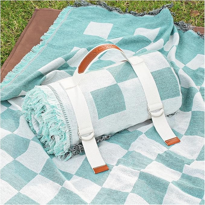 2 in 1 Extra Large Boho Beach Blanket Towel Picnic Camp Mat Family Beach Trip Essentials Summer Vacation Must Have Travel Accessories Lake Day Necessities Stuff Thing Need Gear Gift Item Gadget 2026