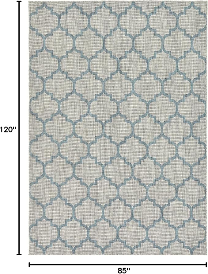 Unique Loom Outdoor Trellis Collection Area Rug (7' 1" x 10' Rectangle, Gray/ Ivory)