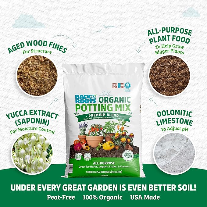 Back to The Roots 25.7qt (1 Cubic ft) All Purpose Premium Blend Organic Potting Mix
