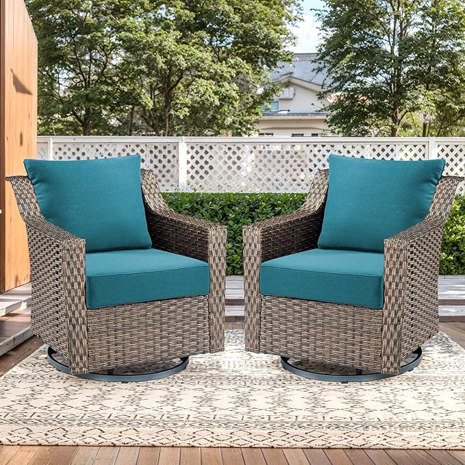 Outdoor Seat Cushion Set-24 x 24 x 6 Inch Outdoor Chair Cushions with Water Resistant & Removable Cover Outdoor Cushions for Patio Furniture Chair Sofa Couch-Peacock Blue