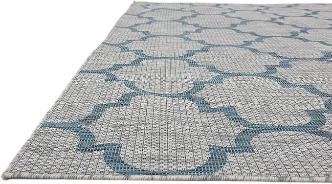 Unique Loom Outdoor Trellis Collection Area Rug (8' x 11' 4" Rectangle, Gray/ Ivory)
