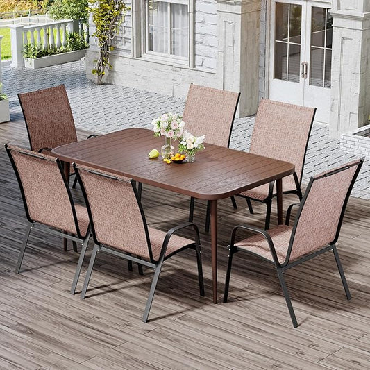 JEAREY Patio Dining Table, Outdoor Dining Table All-Weather for Garden, Backyard, Lawn, Coffee