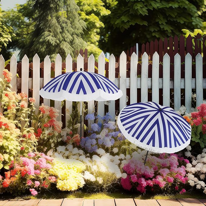 Abbylike 2 Pack Plant Umbrellas for Outdoor Plants, 26" Larger Tassel Garden Umbrella Sun Shade, Upgraded 43.3" Higher Adjustable Angle Sun Shade Cover Umbrellas for Garden Potted Flower
