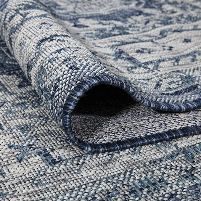 Keen Home Design Terrace Outdoor Runner Rug - 26"x91" Washable Indoor/Outdoor Rug for Patio, Kitchen, Balcony, Beach, Garden, Deck and Porch, Size: 2'2" x 7'7", Trend Navy