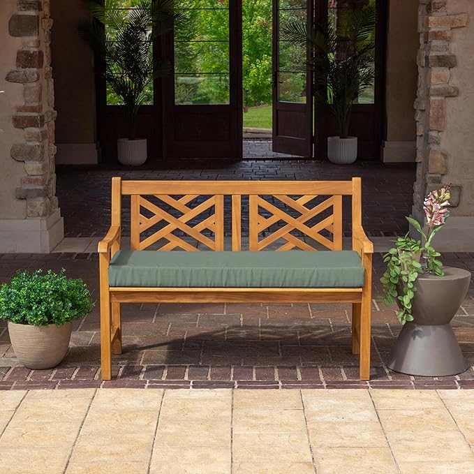 Arden Foam Outdoor Bench Cushion, 48 x 18, Made with ProFoam, Rain-Proof, Fade Resistant, Sage Green Texture