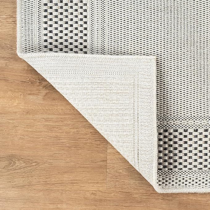 CAMILSON Easy Jute Rug 2x7, Indoor and Outdoor Off-White Runner Rug for Kitchen, Hallway and Entryway, Bordered Boho Woven Design, Easy-Cleaning, Washable Outside Carpet (2 x 7)