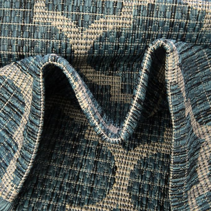 Unique Loom Outdoor Trellis Collection Area Rug (5' 1" Square, Teal/ Gray)