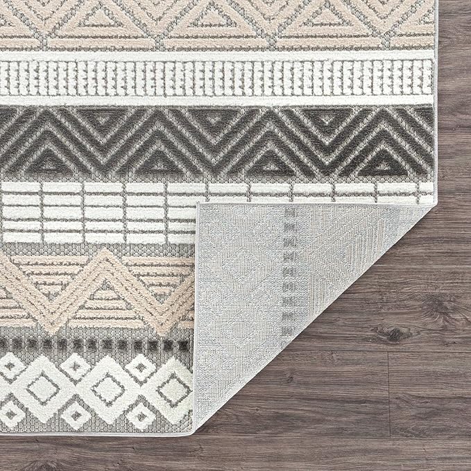 Rugshop Gray Marbella Boho Indoor/Outdoor Runner Rug, Machine Washable for Hallway, Entryway and Kitchen 2'7" x 4'