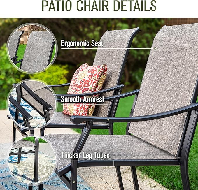 Sophia & William Outdoor Chairs Set of 6, Patio Chairs with Breathable Textilene Fabric and Heavy-Duty Iron Frame, Perfect for Lawn Garden Backyard Deck 350 lbs Capacity