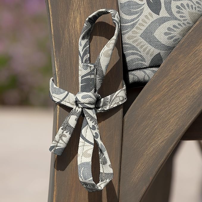 Arden Selections Rocking Chair Cushion, 21 x 21, Rain-Proof, Fade Resistant, Cushion for Rocking and Outdoor Chairs 21 x 21, Neutral Aurora Damask (Pack of 4)