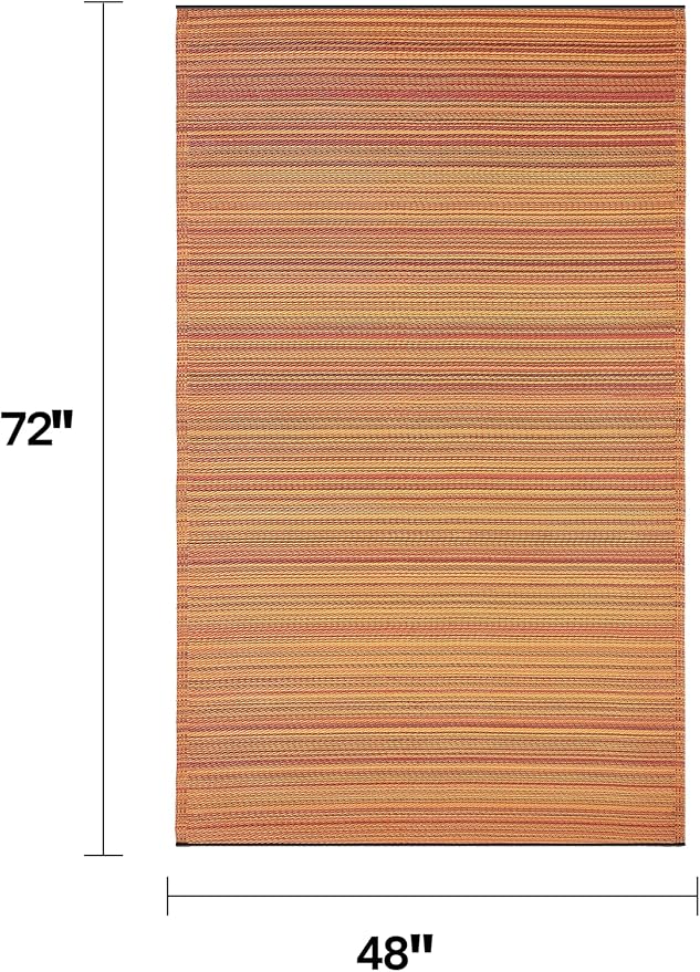 Fab Habitat Stripe Coastal Colorful Outdoor Rug - Waterproof, Crease-Free Fade Resistant, Reversible - Recycled Plastic - Patio Porch Balcony Deck Yard Garden - Cancun Terracotta - 4x6 ft