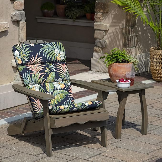 Arden Outdoor Adirondack or Rocking Chair Cushion, 20 x 17, Rain-Proof, Fade Resistant 17 x 20, Simone Blue Tropical