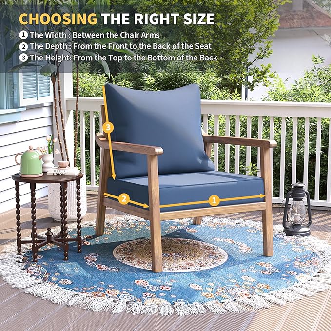 UDPATIO Outdoor Cushions for Patio Furniture, 24 x 24 Outdoor Deep Seat Cushions with Waterproof Fade Resistant, Adjustable Snaps, Removable Cover and Handle, Navy
