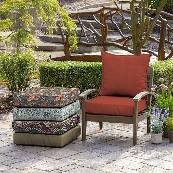 Arden Performance Outdoor Deep Seat Set, 24 x 24, Rain-Proof, Fade Resistant, Deep Seat Bottom and Back Cushion Sedona Woven Texture