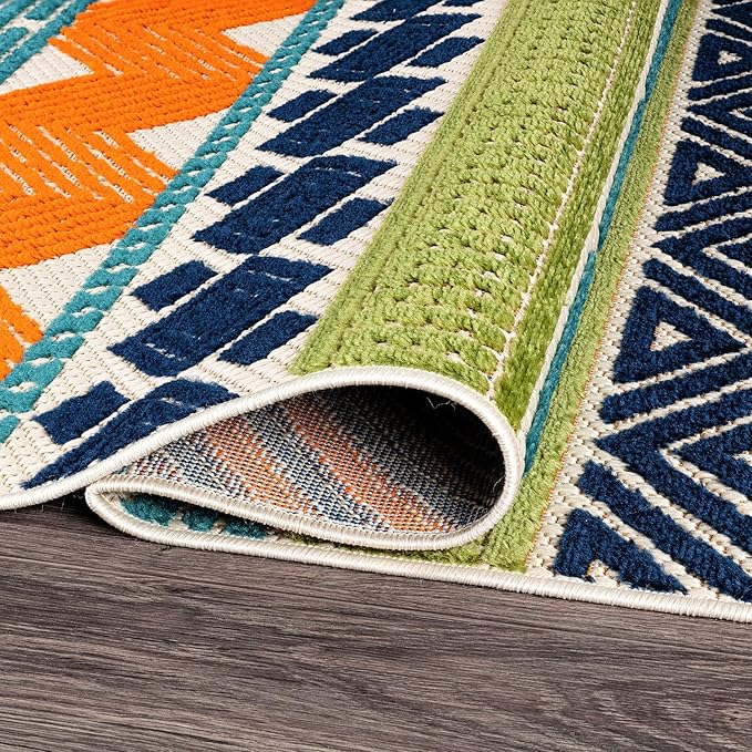 Rugshop Marbella Contemporary Boho Non-Shedding Patio Deck Backyard Indoor/Outdoor Runner Rug 2' x 7' Multi