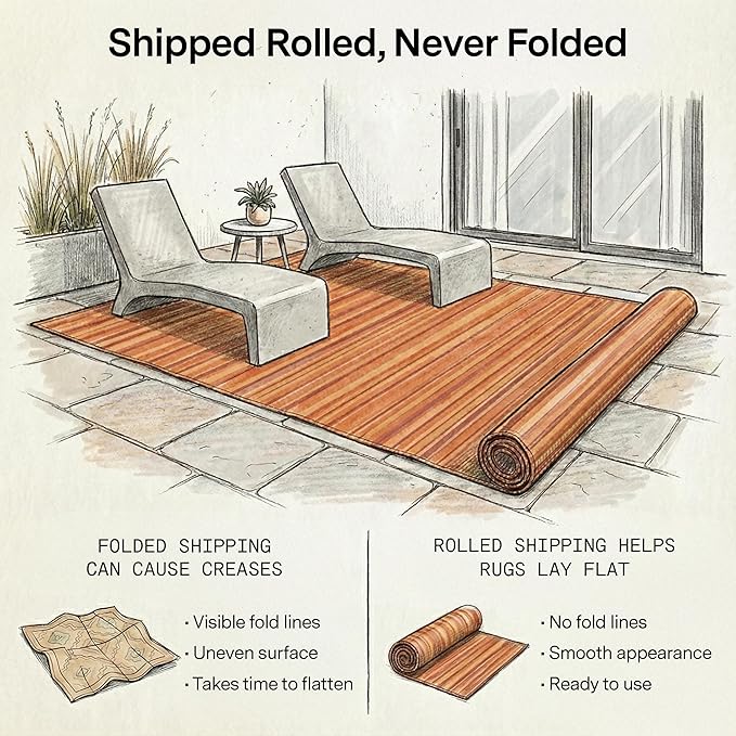 Fab Habitat Stripe Coastal Colorful Outdoor Rug - Waterproof, Crease-Free Fade Resistant, Reversible - Recycled Plastic - Patio Porch Balcony Deck Yard Garden - Cancun Terracotta - 4x6 ft