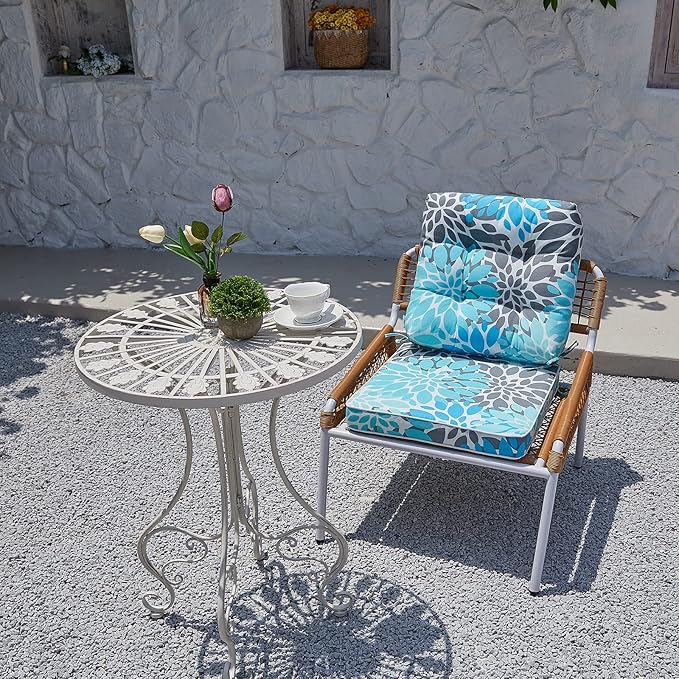 JMGBird Outdoor Seat/Back Chair Cushion Tufted Pillow, Indoor Deep Seat Chair Cushion Set 19"x19"