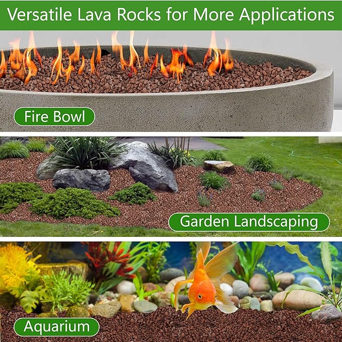 NUPICK 20lb Red Lava Rocks for Plants, 3/8" Succulent Potting Soil Amendments, Decorative Lava Rocks for Fire Pit, Volcanic Gravel for Aquarium, Natural Pebbles Pumice for Cactus, Vase, Top Dressing