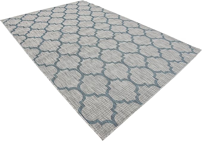 Unique Loom Outdoor Trellis Collection Area Rug (6' 1" x 9' Rectangle, Gray/ Ivory)