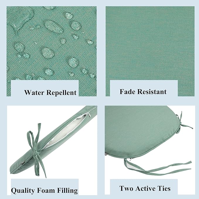 FUNHOME 17"x16"x2" Outdoor Chair Cushions Set of 4, Water Resistant Patio Chair Pads with Ties, Seat Cushions for Home Garden Furniture Decoration-Aqua Leala
