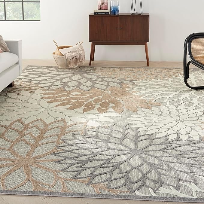 Nourison Home Aloha Natural 10' x 14' Area Rug - Easy Clean, Non Shedding, Bed Room, Living Room, Dining Room, Kitchen (10' x 14')