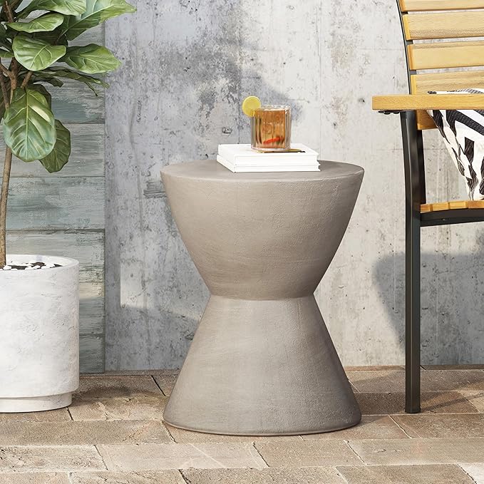 15.25" MGO Side Table for Indoor and Outdoor,Light Grey