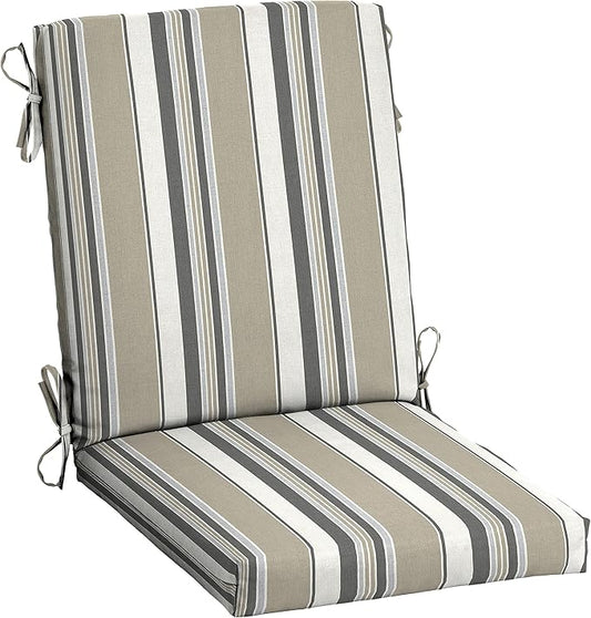 Arden earthFIBER Outdoor Dining Chair Cushion, 20 x 20, Rain-Proof, Fade Resistant, Taupe Grey Boardwalk Stripe