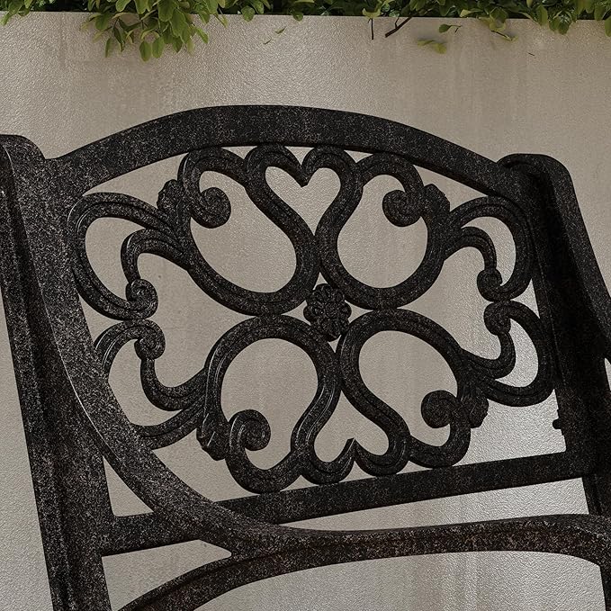 Homestyles Outdoor Cast Aluminum Chairs, 2-Pcs Set, Bronze (Set of 2) with Armrest, Patio Dining Chair Pair for Balcony, Backyard, Deck, Garden