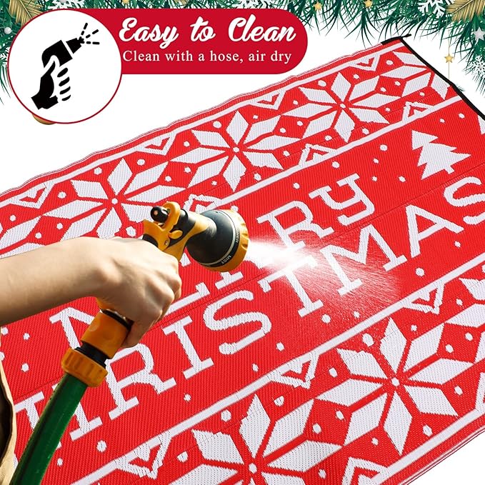 5x8 ft Christmas Outdoor Rug Plastic Straw Rug Rv Outdoor Rug Camper Mats Patio Outdoor Mat Christmas Tree Mat Waterproof Outdoor Deck Rug for Outside Garden Lawn Landscape Balcony Porch