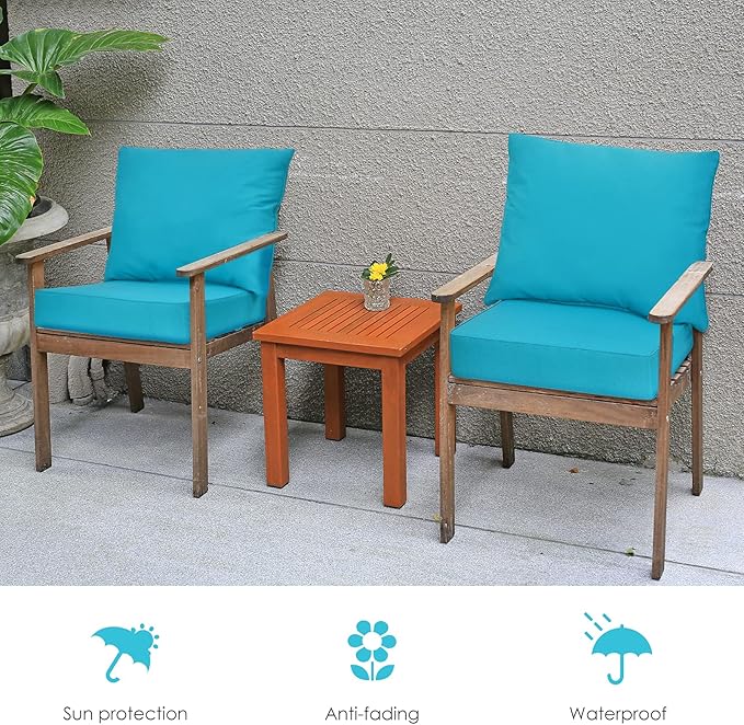 Giantex Patio Cushion Set with Pillow, Deep Seat and Back Cushion, Outdoor Chair Pads with Ties, Cushion Replacement for Patio Furniture, Waterproof 6 Inch Thick Indoor Floor Cushion