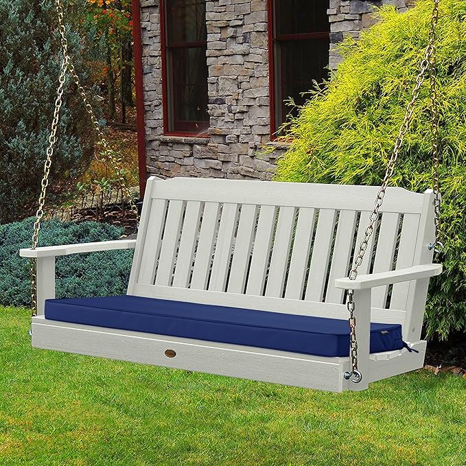 Outdoor Bench Cushions 45 x 18 Inch Thick Waterproof Porch Swing Cushions with Tie Patio Furniture Chair Cushion Bench Pad Color Fastness Backyard Seat Pads Navy