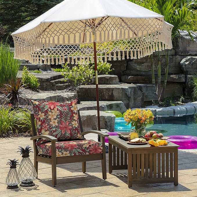 Arden Outdoor Deep Seat Cushion Set (4-Pack), 24 in x 24 in, Weather-Proof, Rain-Proof, Fade Resistant Patio Cushion for Chair, Sofa, and Couch Ruby Clarissa