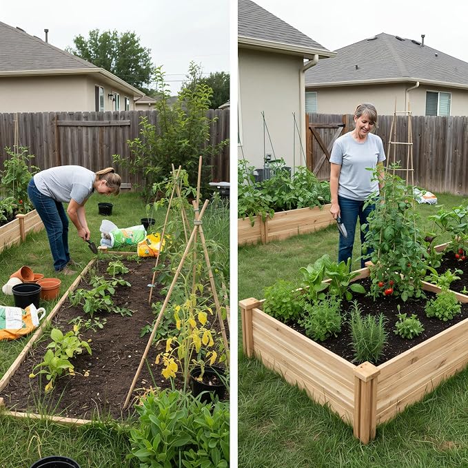 Durable Wooden Planter Box Outdoor – Natural Acacia Wood Raised Bed for Diverse Planting – Elevated Garden Box for Vegetables – Promotes Better Drainage – Sturdy Garden Bed (47x25x10 IN)