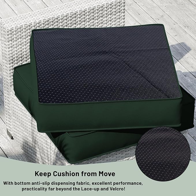 14 Piece Outdoor Sectional Cushions, Water-Resistant Outdoor Sofa Cushions Replacement, 4" High Density Foam Patio Furniture Cushions Fits 6-seat Rattan Conversation Set (Dark Green)