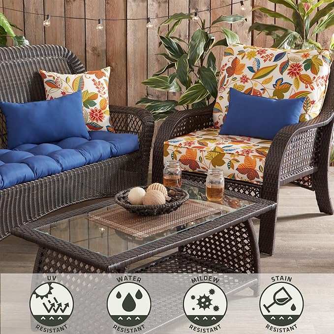 Greendale Home Fashions 2-Piece Outdoor Deep Seat Cushion Set, Foliage