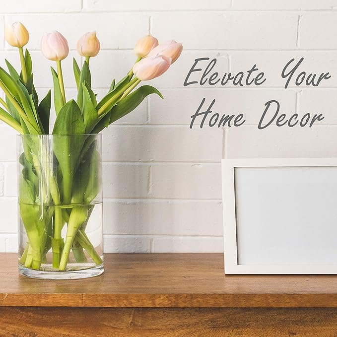 CYS Excel Large Glass Cylinder Vase (H:12" D:8") Flower Vase Centerpieces Hurricane Floating Pillar Candle Holder Terrarium Planter