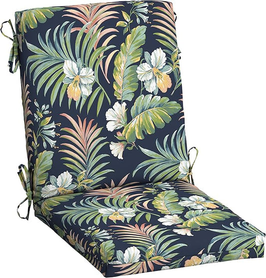 Arden 2-Pack Outdoor Patio Dining Chair Cushion, 20x44, Rain-Proof Seat Pad, Fade-Resistant Outdoor Cushion Simone Blue Tropical