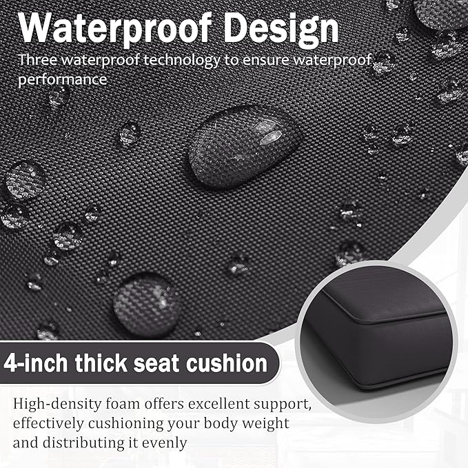 Patio Furniture Cushions, Replacement Outdoor Cushions for 4-Seat Patio Furniture, Waterproof Cushions for Outdoor Sectional Sofa Couch, Grey