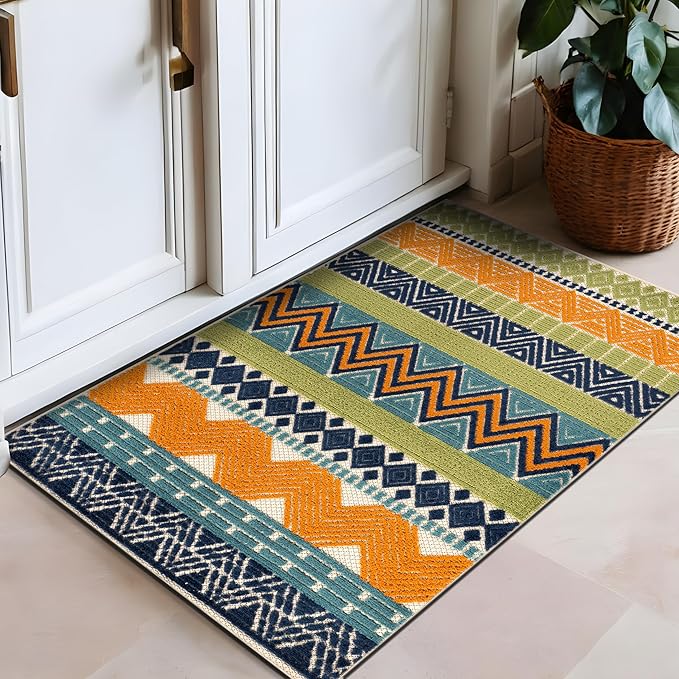 Rugshop Multi Marbella Boho Indoor/Outdoor Runner Rug, Machine Washable for Hallway, Entryway and Kitchen 2'7" x 4'